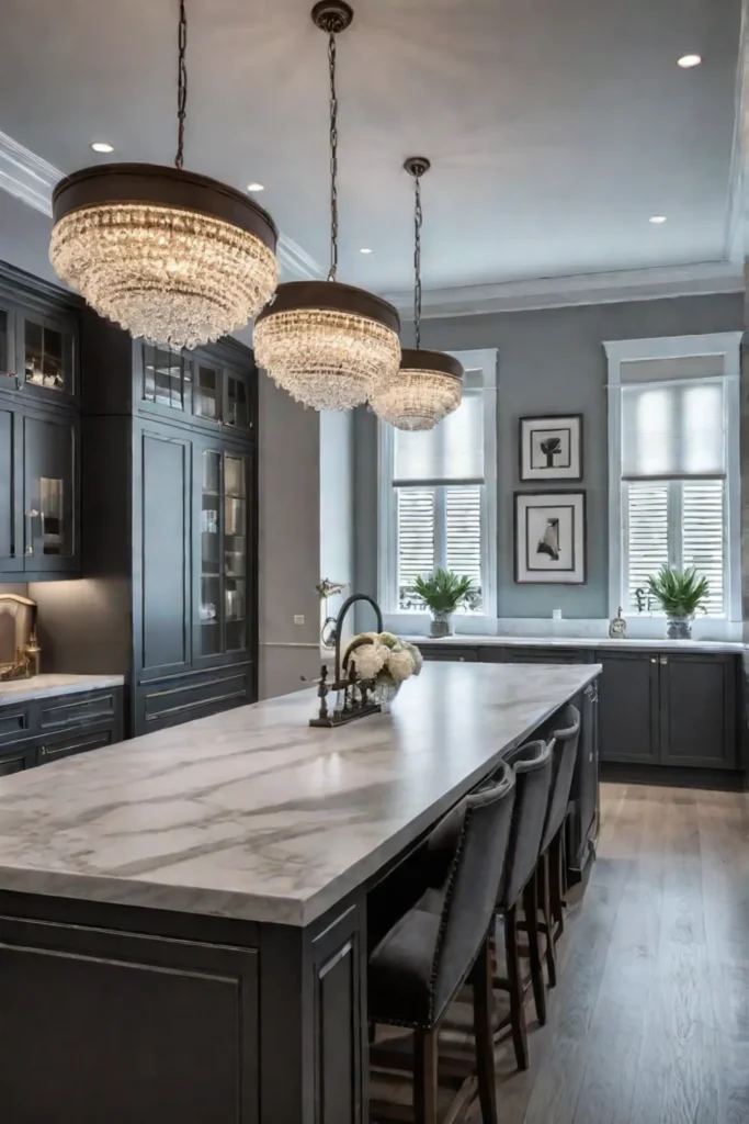 Chandelier over dining table