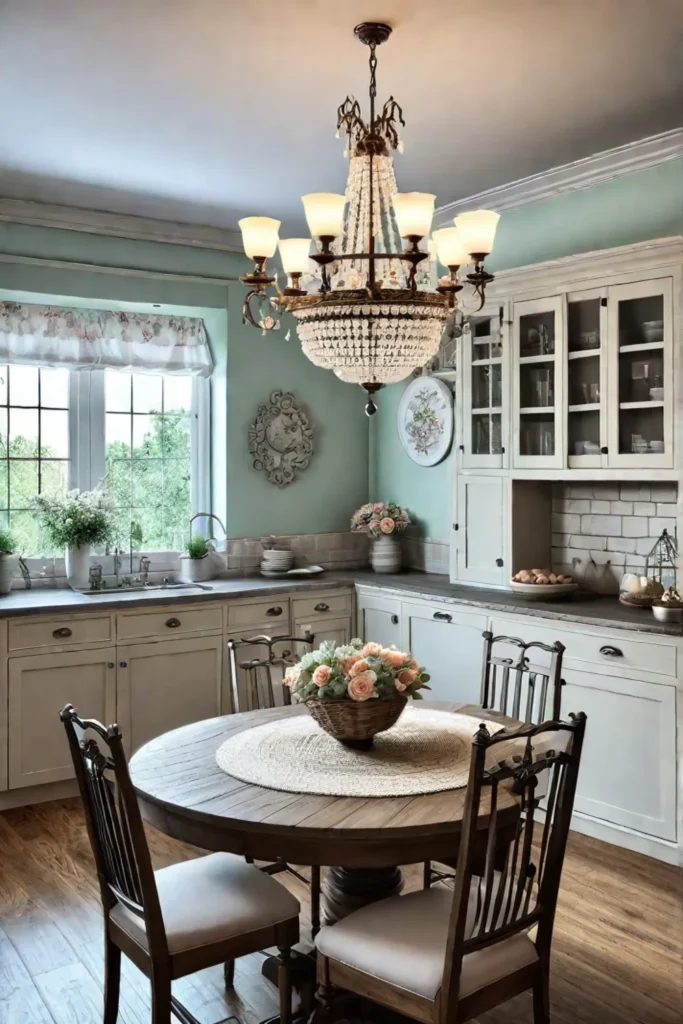 Charming kitchen wrought iron chandelier delicate design inviting ambiance