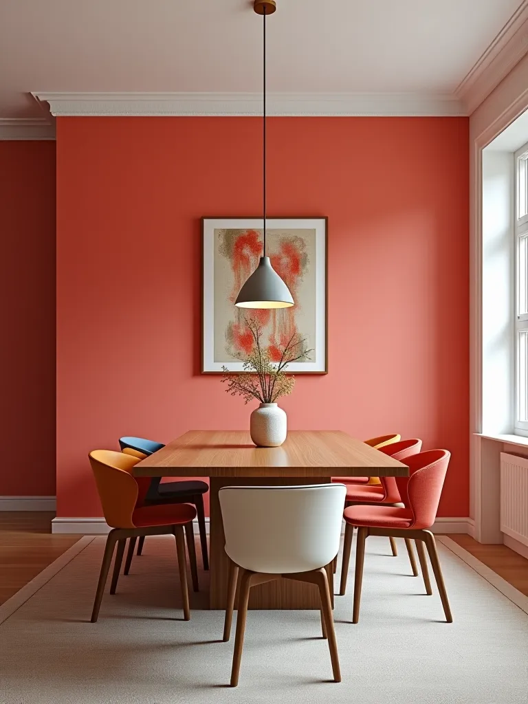 Colorful mid century modern dining room design