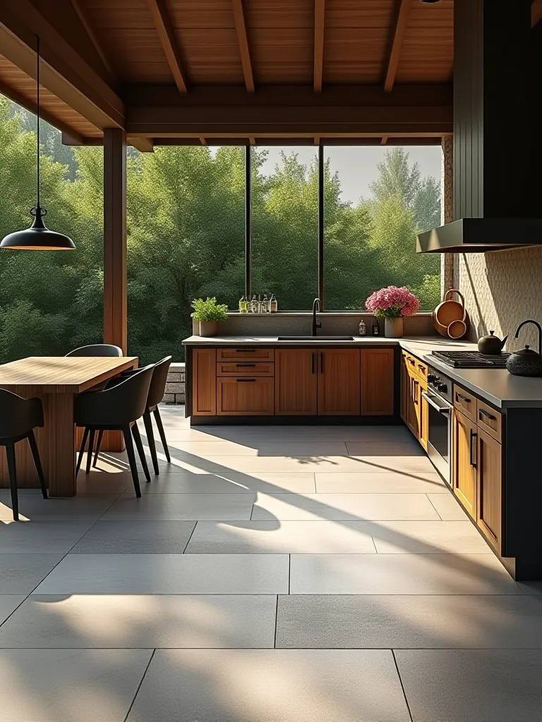 Comparison of outdoor kitchen flooring materials