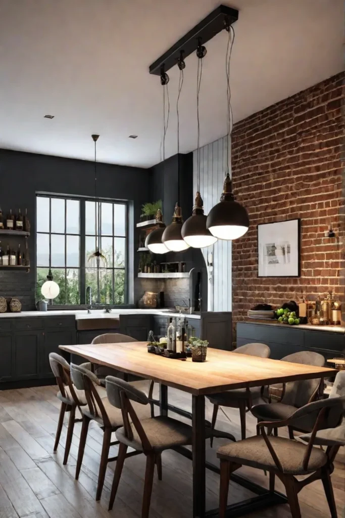 Exposed brick kitchen