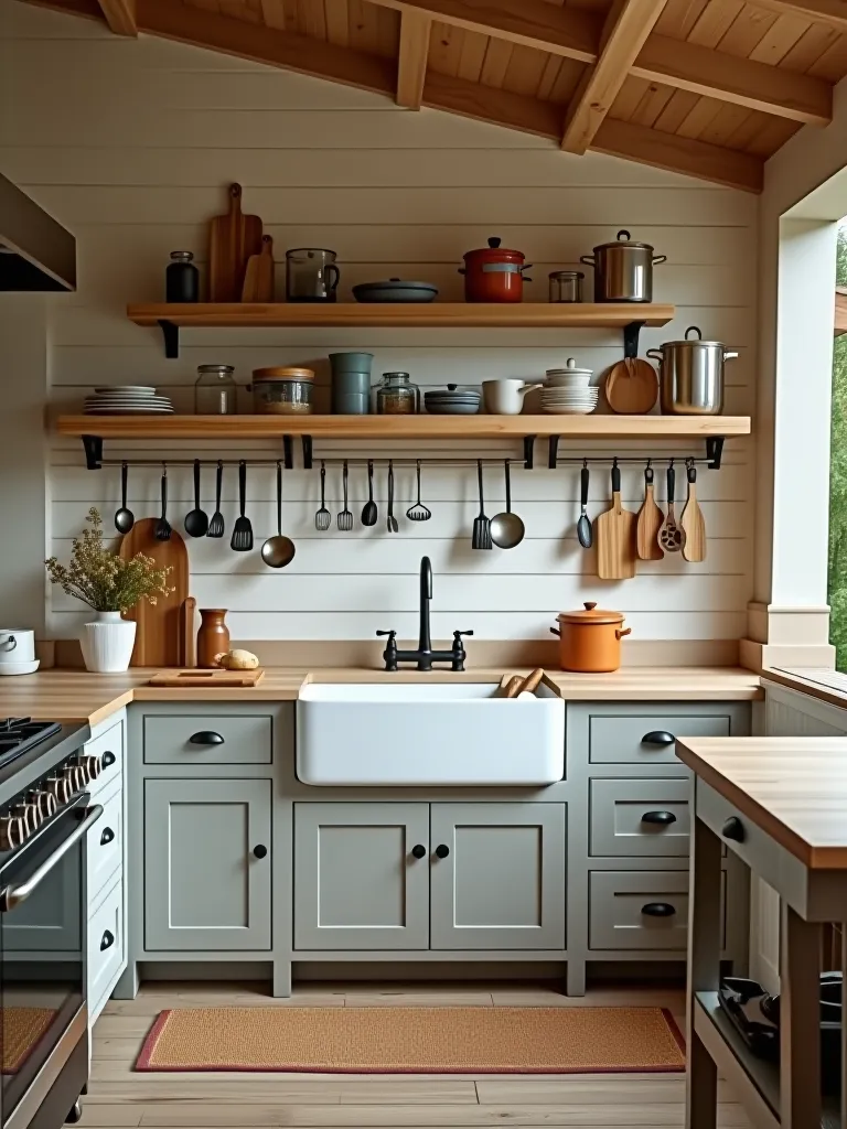 Farmhouse outdoor kitchen with vintage accents