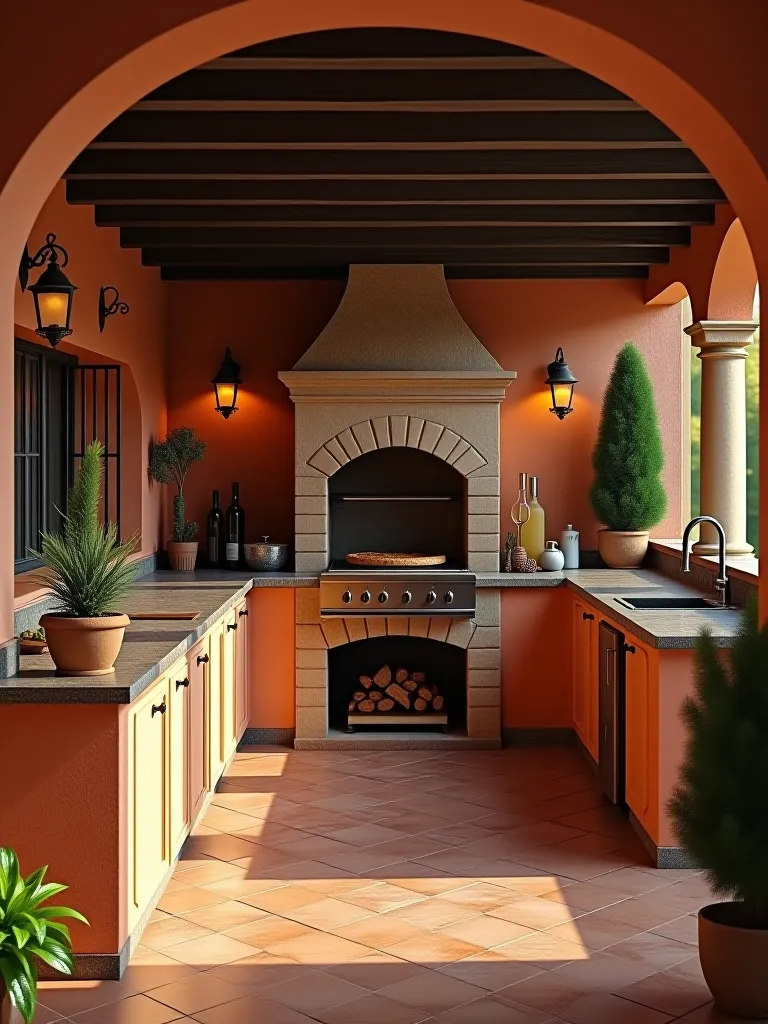 Italian countryside inspired outdoor kitchen