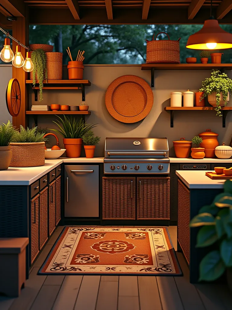 Weather resistant outdoor kitchen accessories display