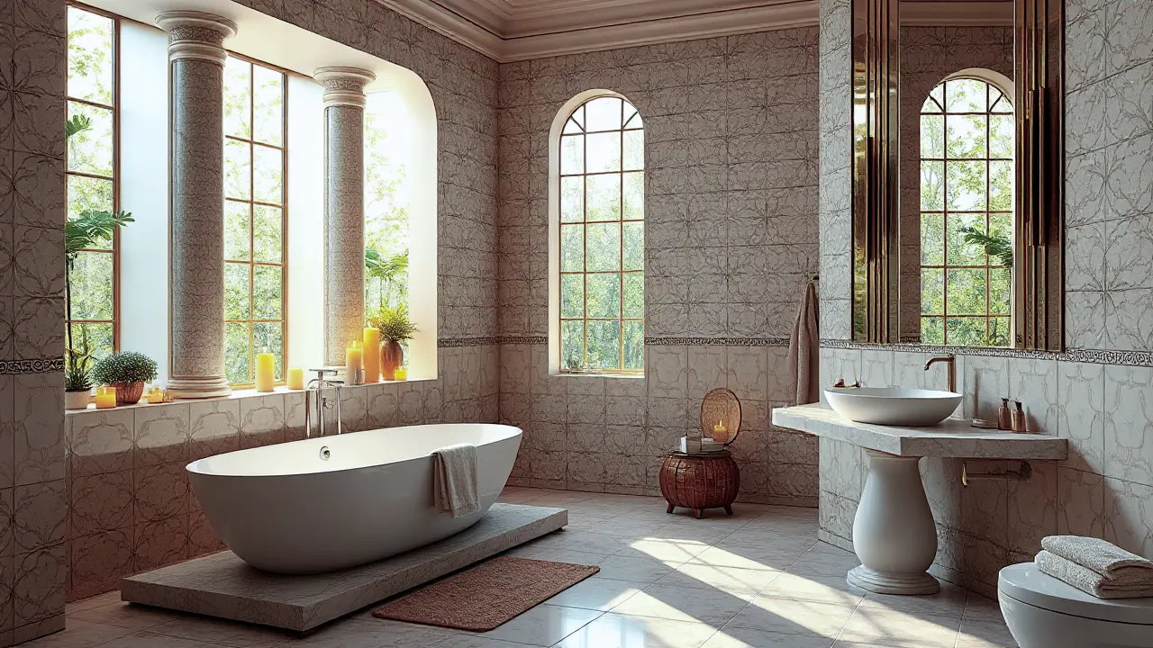 bathroom wallpaper and tile