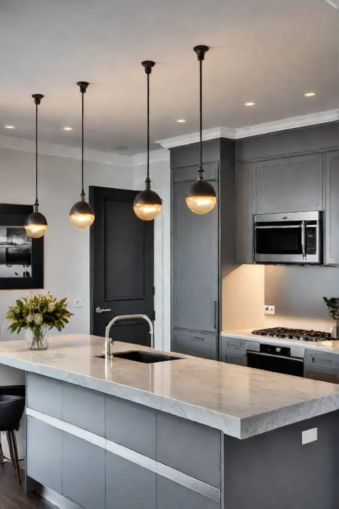bright and functional small kitchen with strategic lighting
