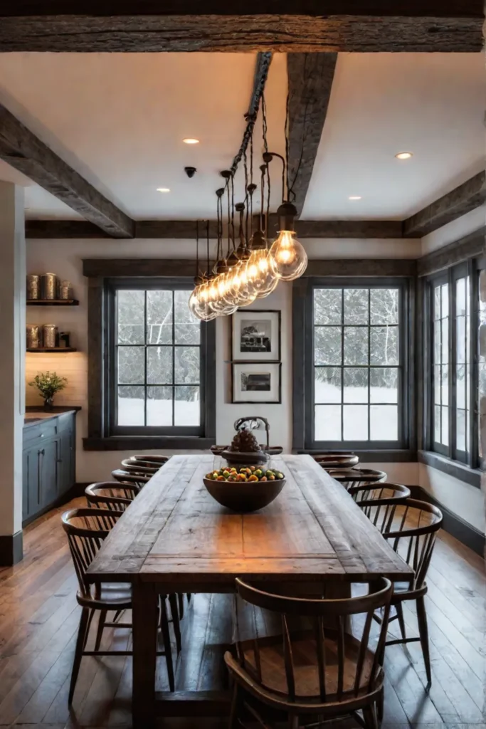 cozy kitchen with ambient pendant lighting