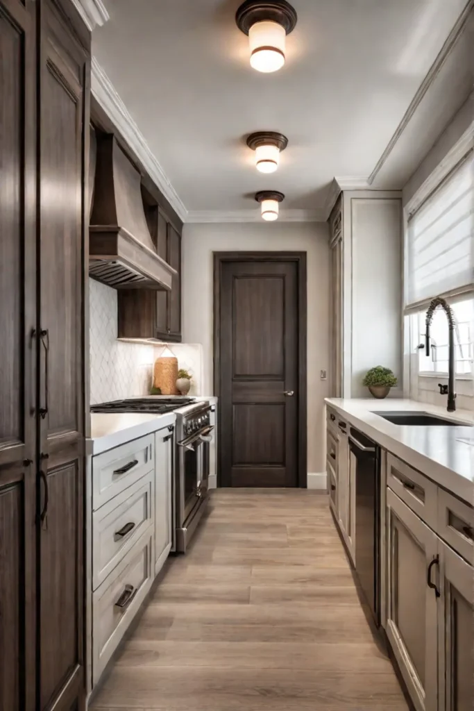 cozy kitchen with recessed and sconce lighting