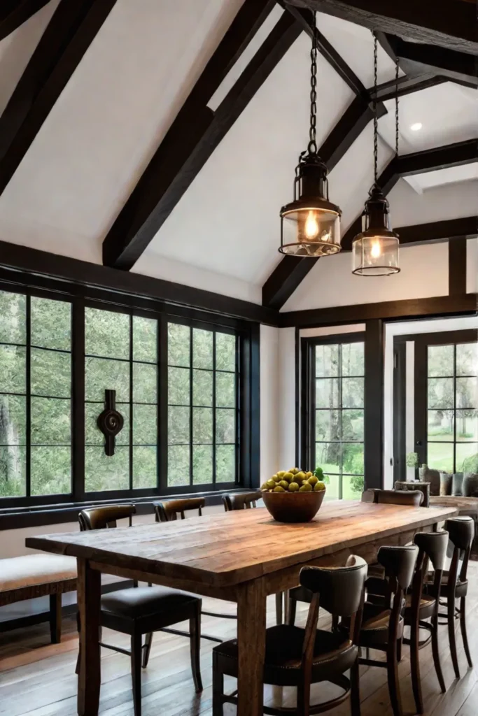 farmhouse kitchen with warm and welcoming lighting