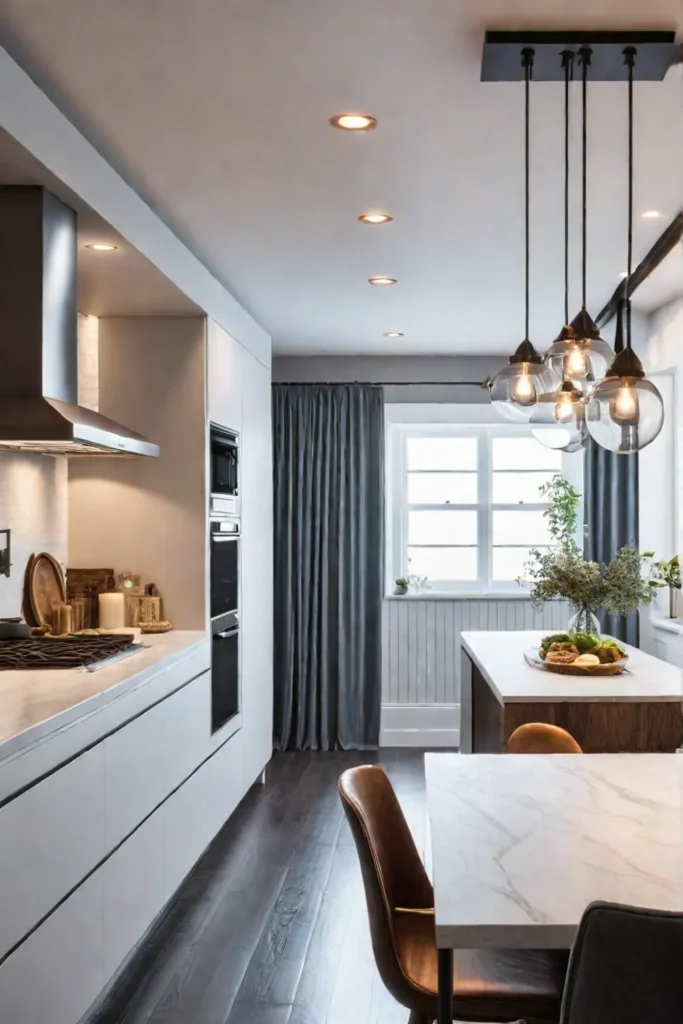galley kitchen with LED and CFL lighting solutions