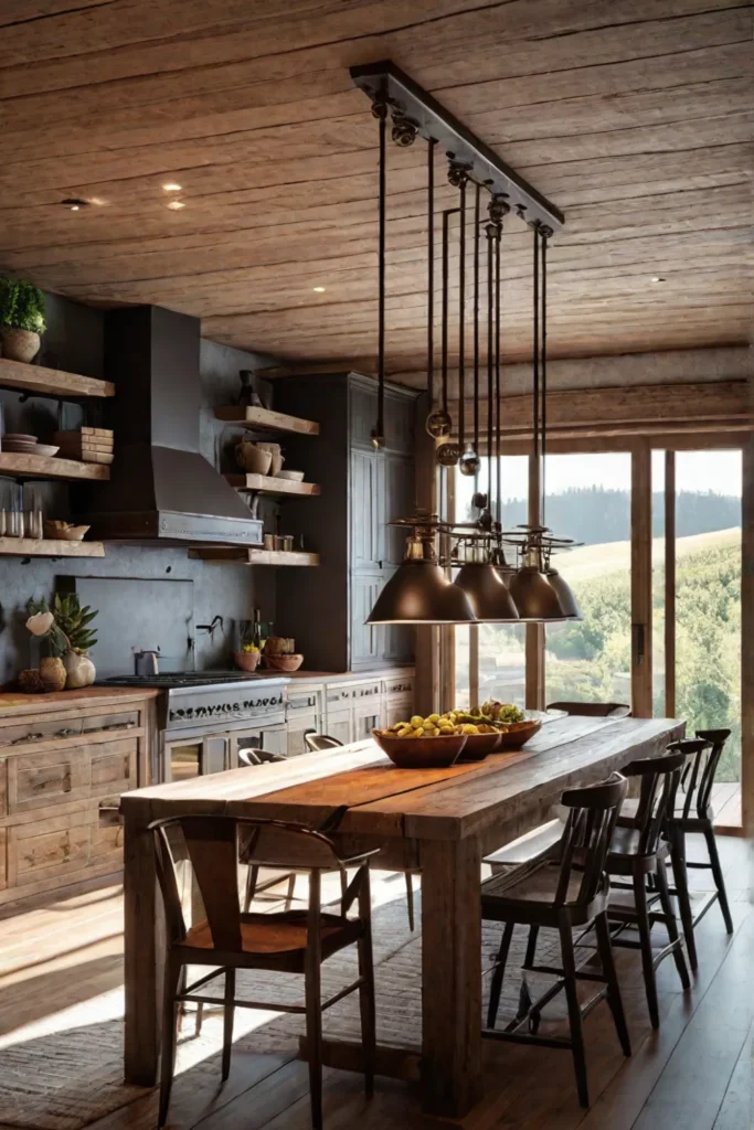 inviting kitchen with vintagestyle lighting