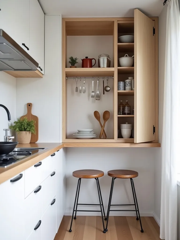 Compact Scandinavian kitchen with clever storage and folding breakfast bar