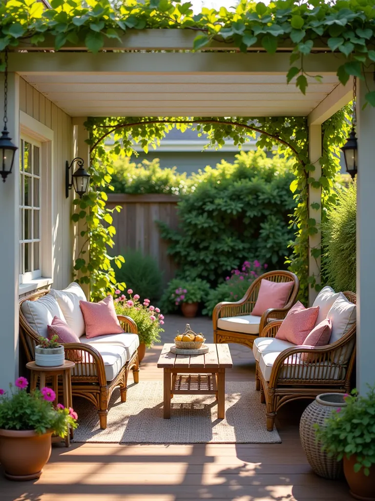 Contemporary budget patio with geometric planters and simple furnishings