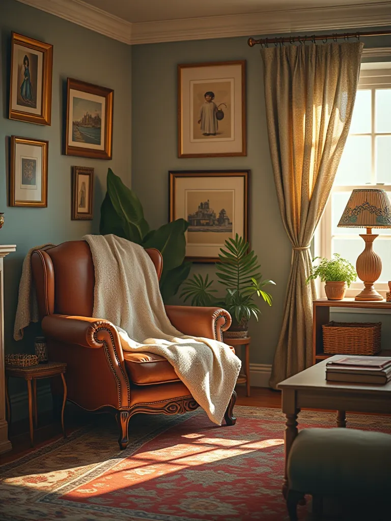 Eclectic living room with vintage and modern budget friendly decor