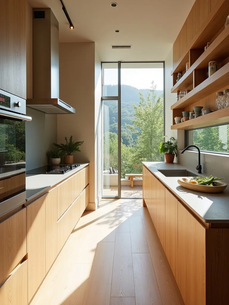 Eco friendly modern kitchen with natural materials and efficient design