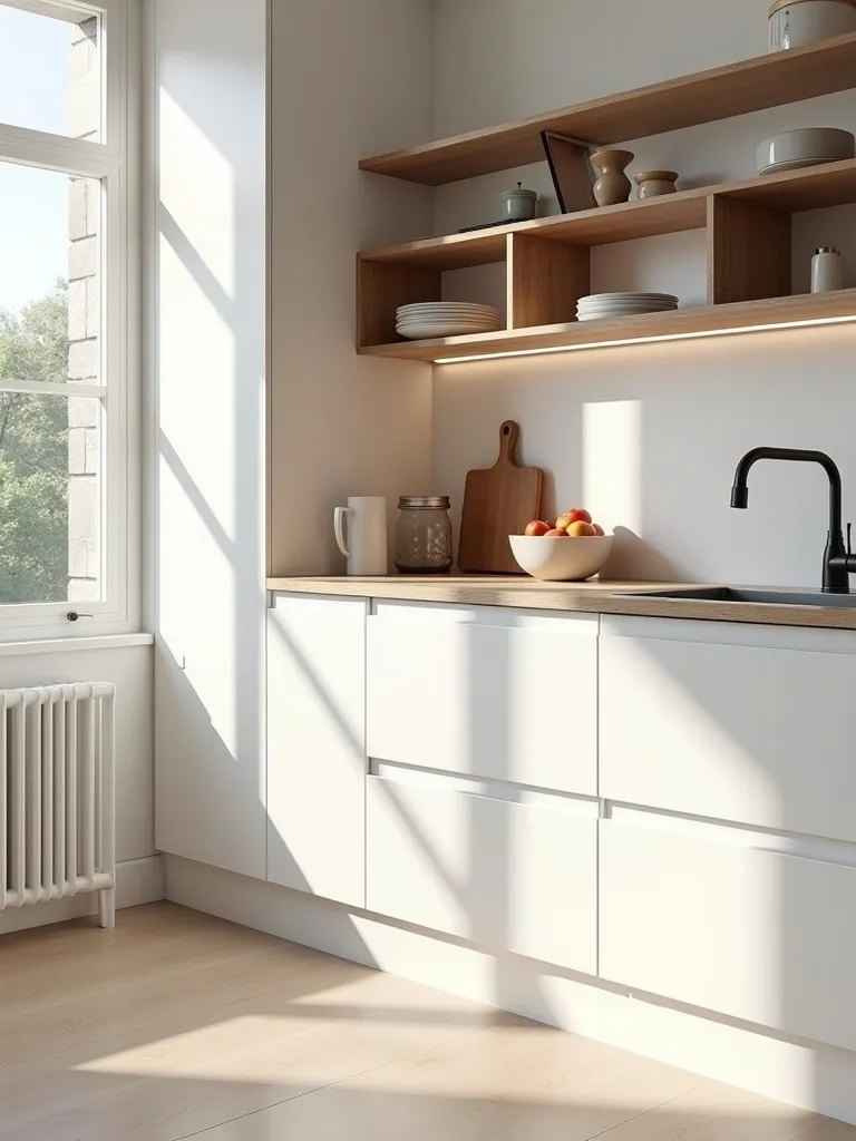 Modern Scandinavian kitchen featuring innovative storage solutions
