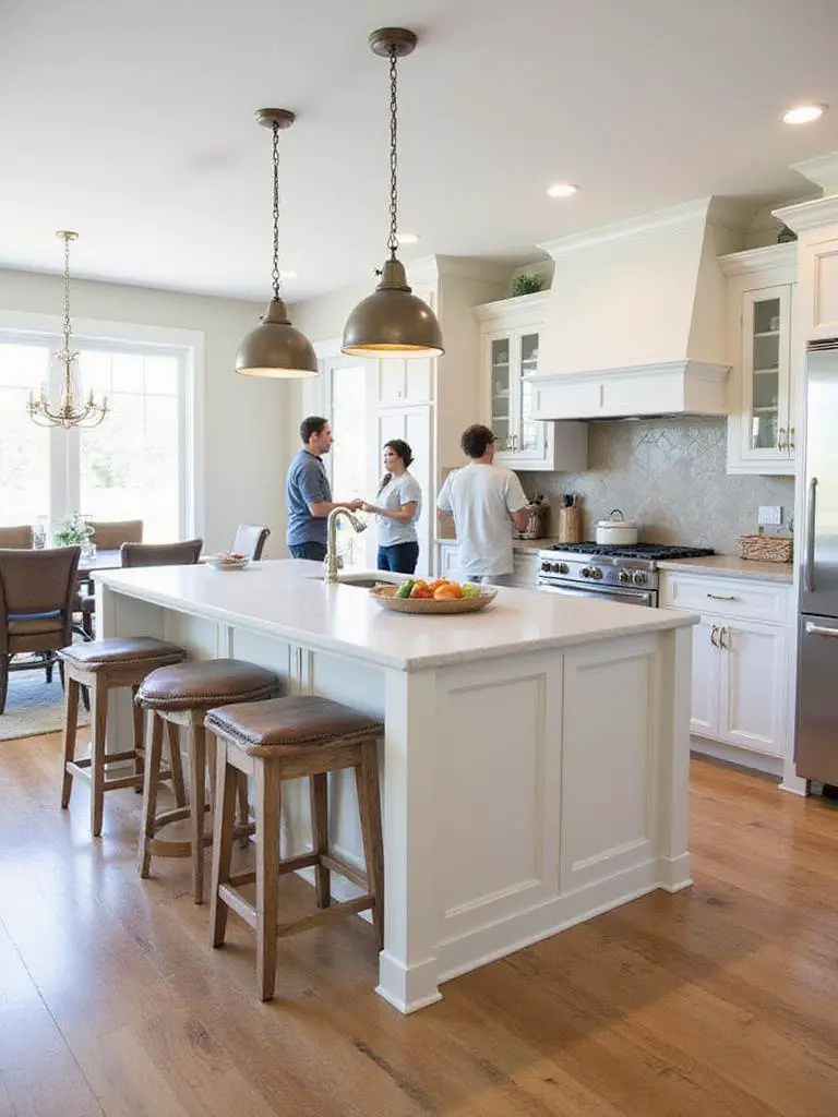 Properly sized kitchen island with adequate clearance and functional design elements for optimal kitchen interior design