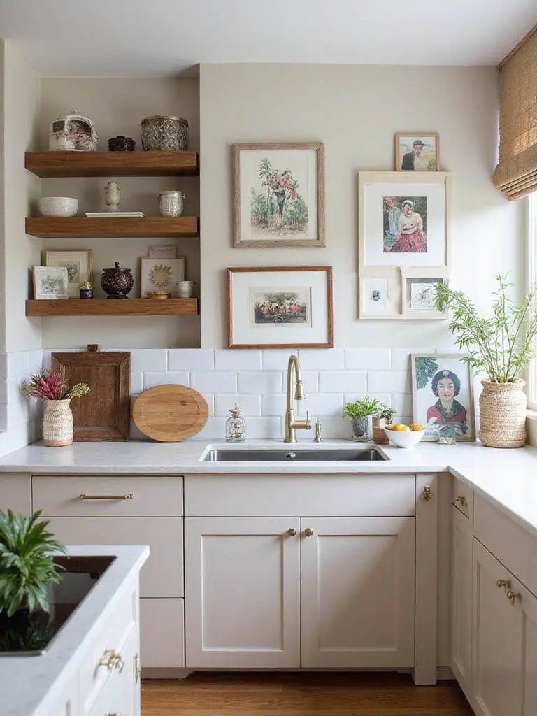 Personal style elements in kitchen interior design showing curated collections and meaningful decorative touches
