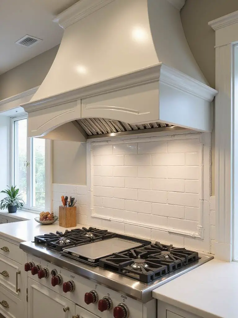 Kitchen ventilation system showing properly sized and designed range hood for effective kitchen interior design