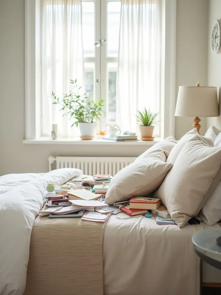 Before and after: Decluttered minimalist bedroom nightstand