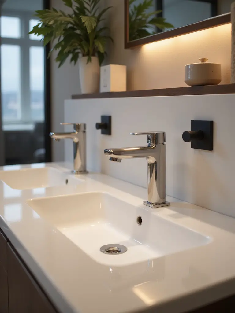 Modern bathroom sink with contemporary faucet