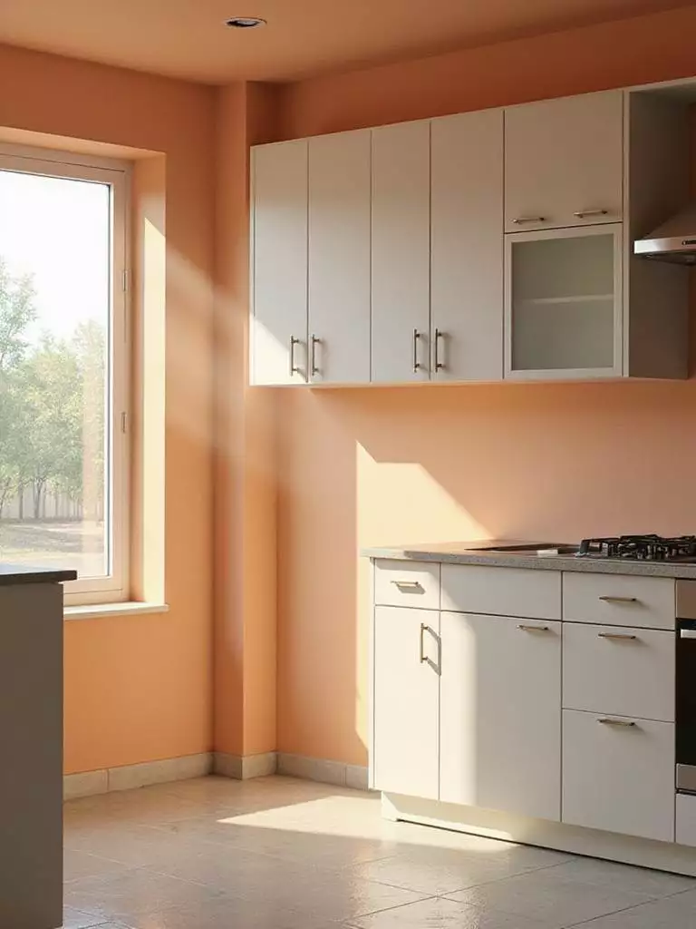 A modern kitchen featuring mold-resistant paint with a smooth, vibrant finish.