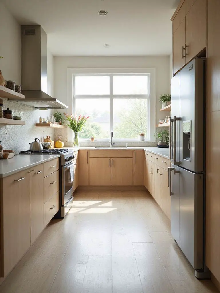 Accessible kitchen design with wide walkways and adaptable cabinetry