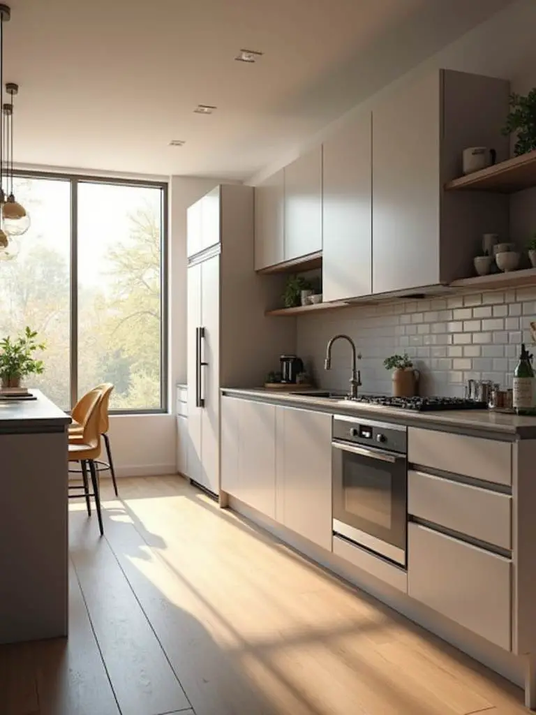 Modern kitchen with smart appliances showcasing convenience and efficiency