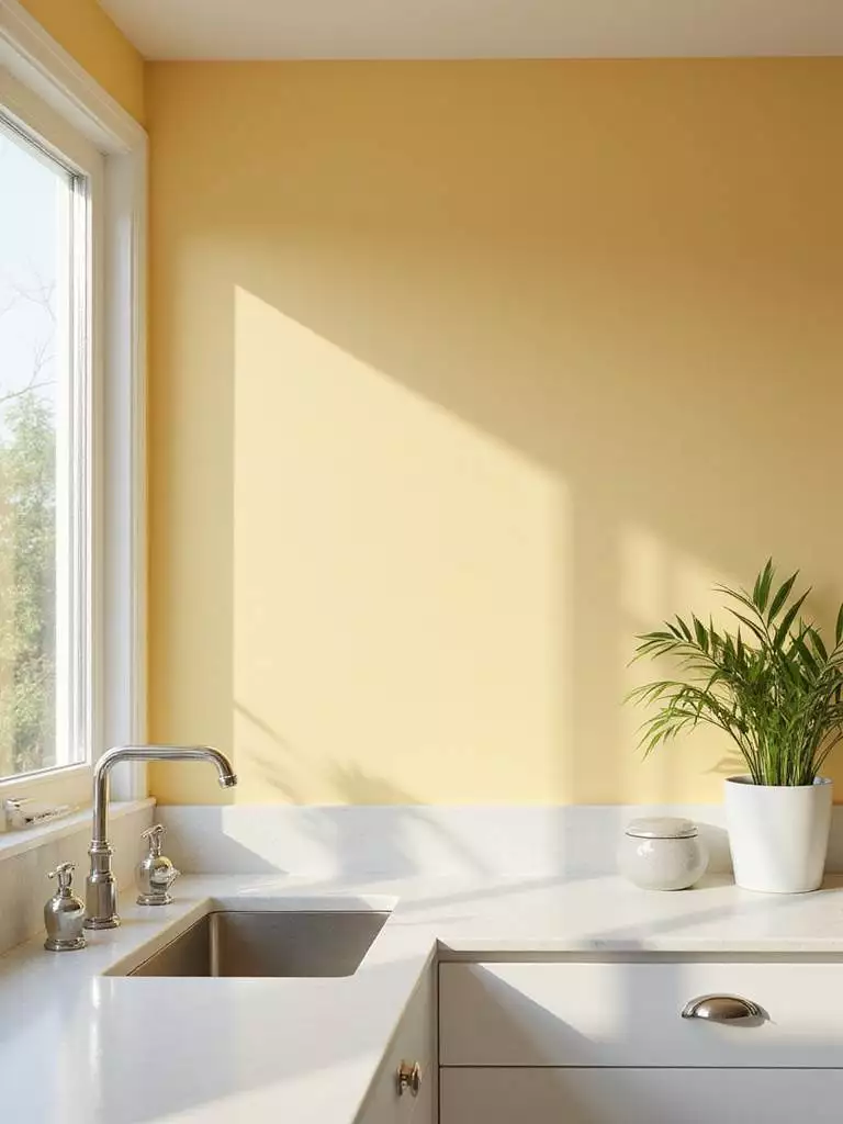 A clean and vibrant kitchen wall showcasing the effects of gentle cleaning routines.