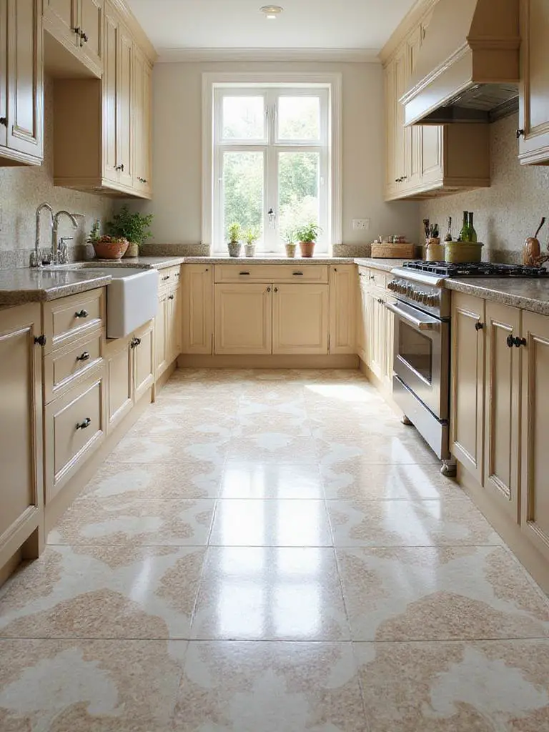 A modern kitchen with master porcelain tiles showcasing durability and elegance.