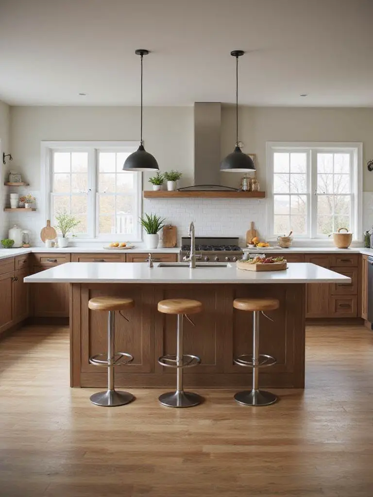 Modern kitchen with ergonomic countertop heights for comfort and accessibility.