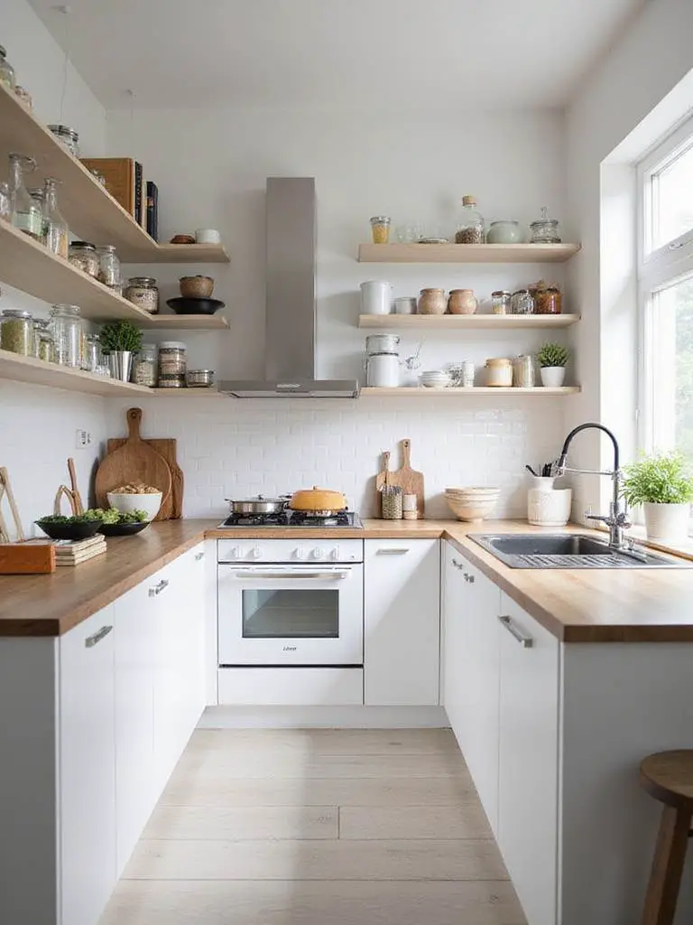 Scandinavian kitchen designed with efficient workflow zones.