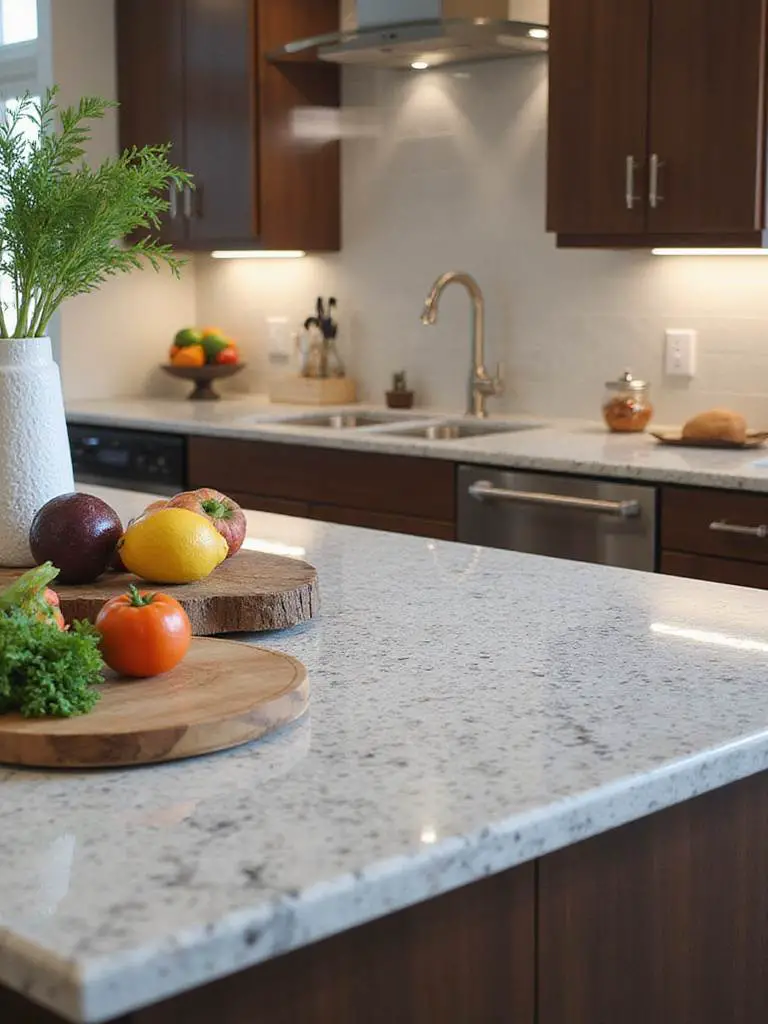 Modern kitchen with durable quartz and granite countertops