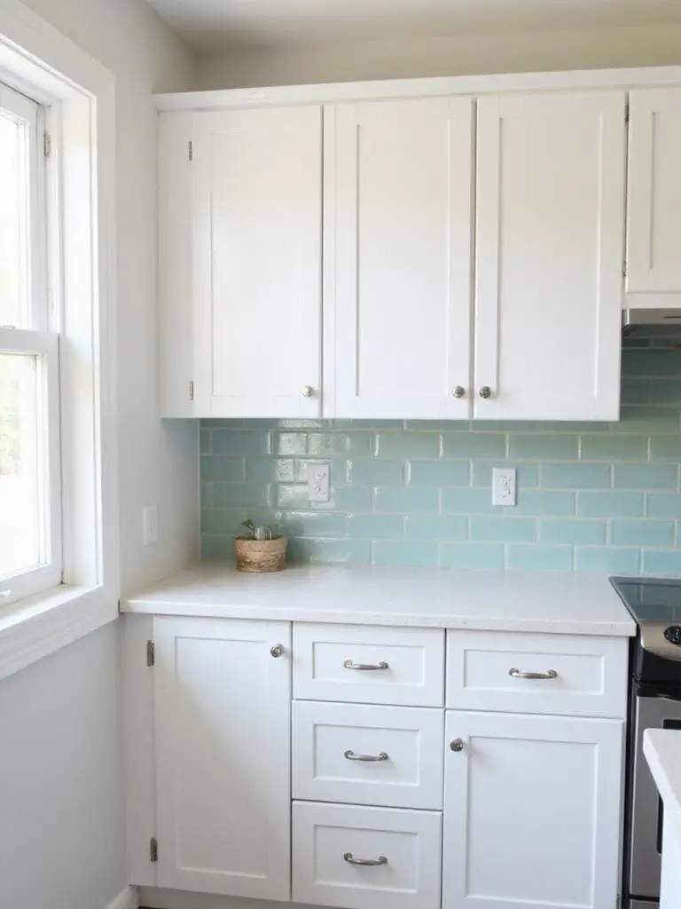 A modern kitchen featuring washable paint, highlighting its clean and glossy finish.