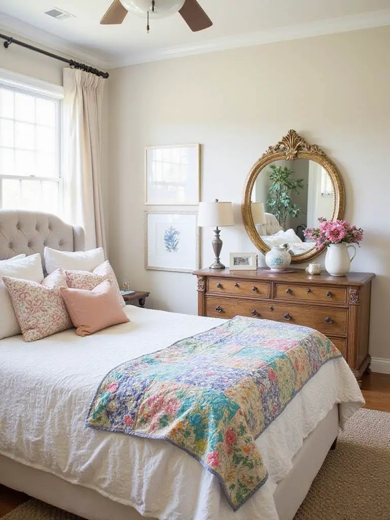 Styled bedroom with decor items from clearance racks