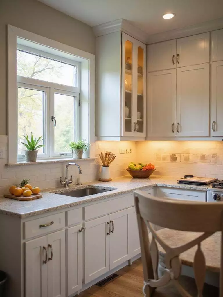 Kitchen wall paint samples under various lighting conditions