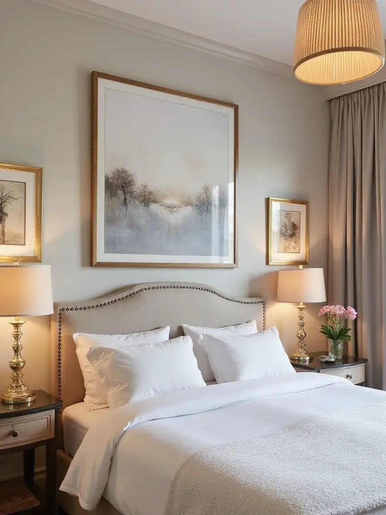 Bedroom wall decor with harmonious scale and proportion