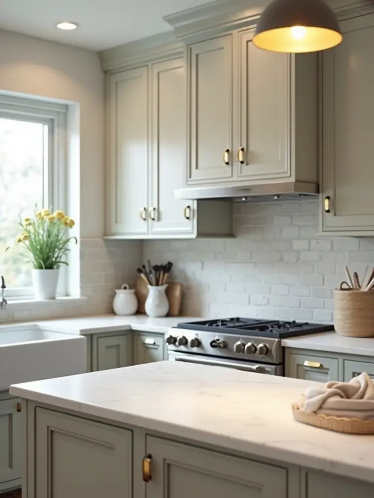 A well-lit kitchen with semi-gloss cabinets and satin walls showcasing optimal paint finishes for durability.