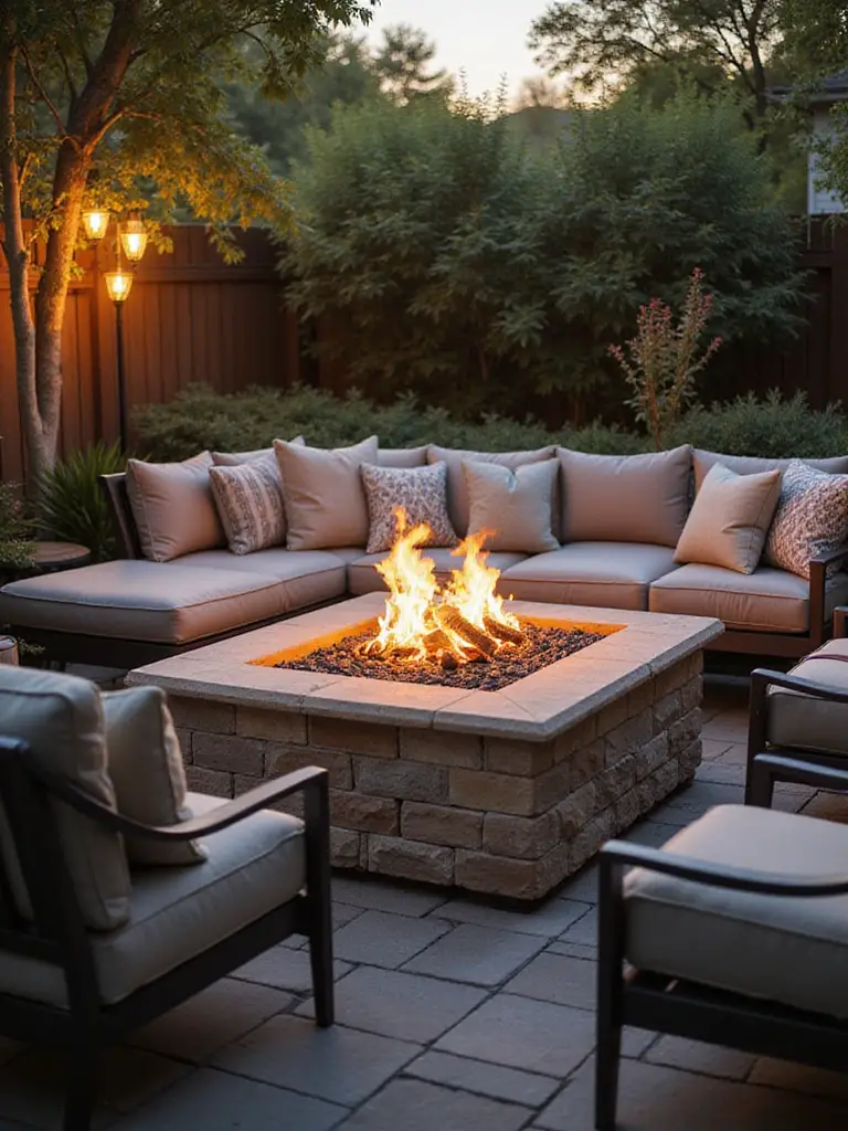 Comfortable and weather-resistant seating solutions around a firepit
