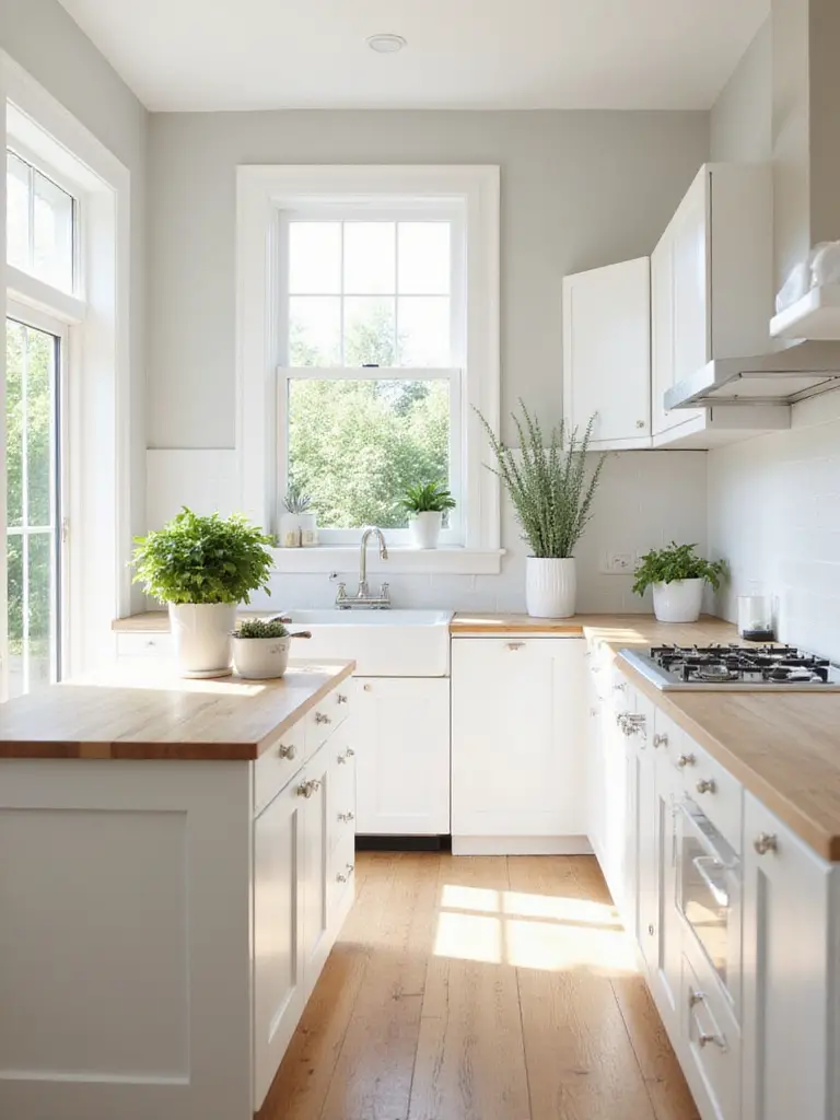 Bright kitchen featuring nuanced whites and natural light